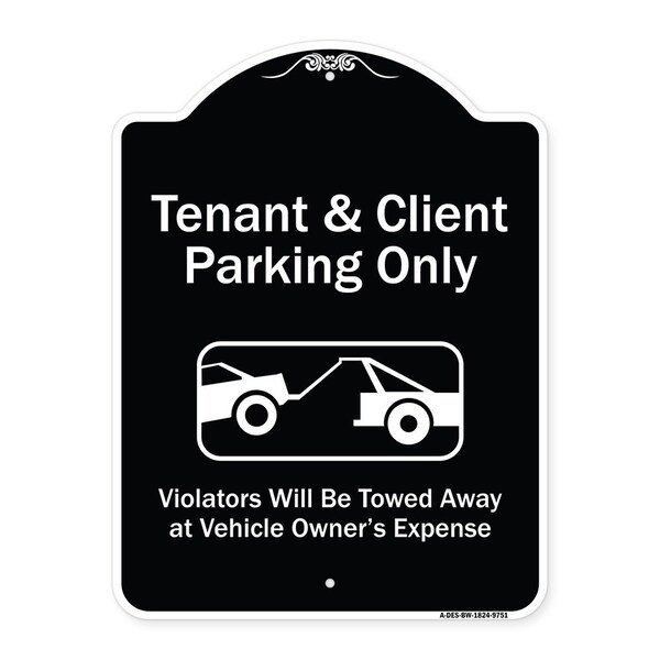 Designer Series-Tenant And Client Parking Violators Towed Away With Graph, 24" x 18", BW-1824-9751